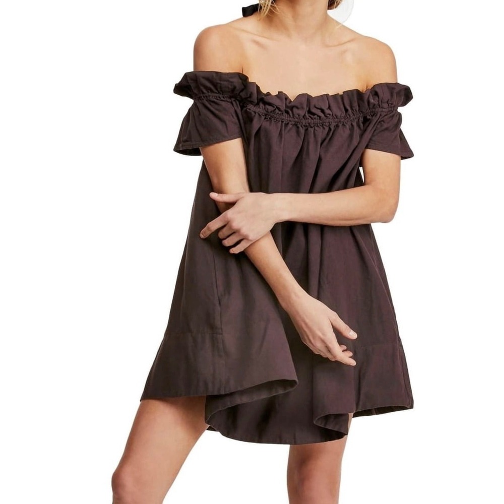 NWT Free People XS Sophie Off-the-Shoulder Mini Dress Night Bloom Romantic